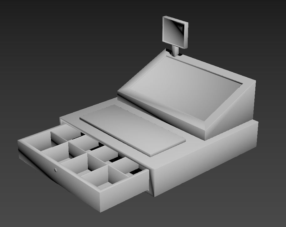 Cash Register cashier money buy receipt store modern compact  3D model_1