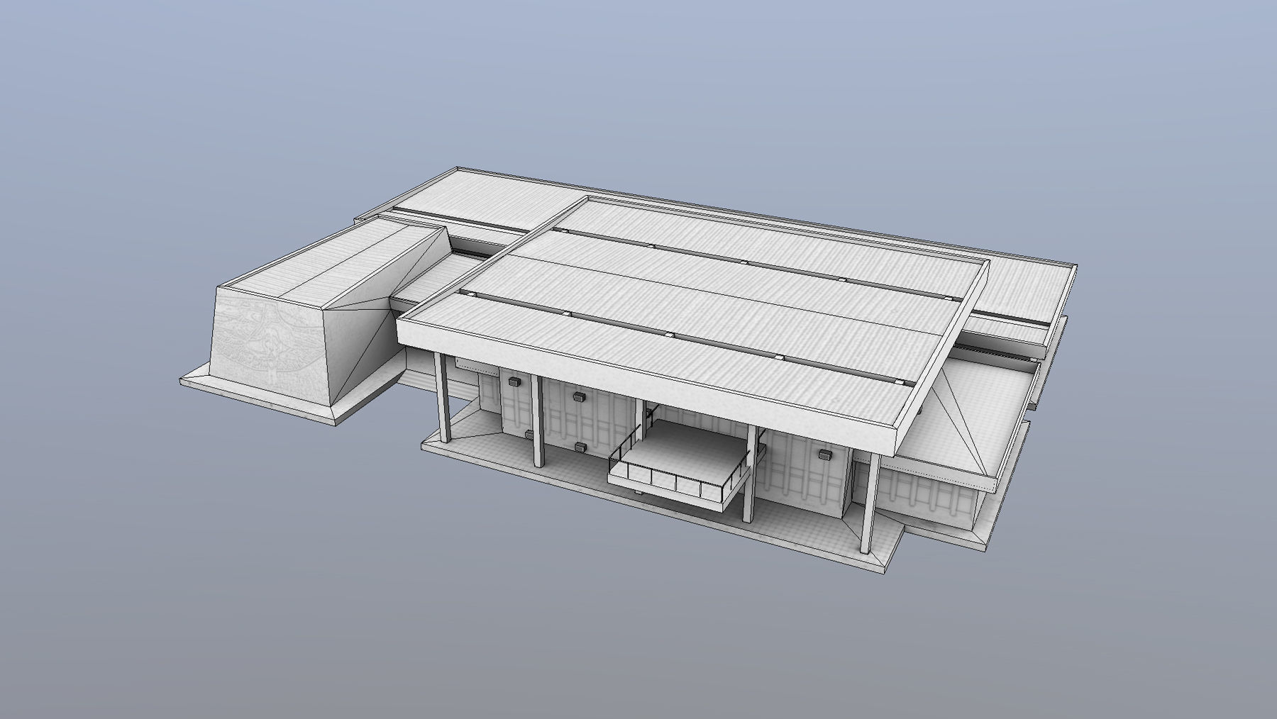 MilitaryBase PortoVelho Headquarters Low-poly 3D model_13