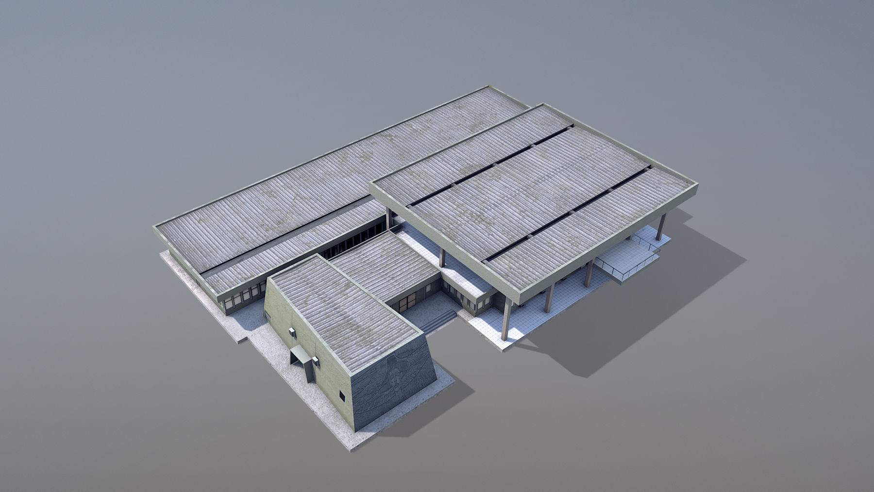 MilitaryBase PortoVelho Headquarters Low-poly 3D model_7