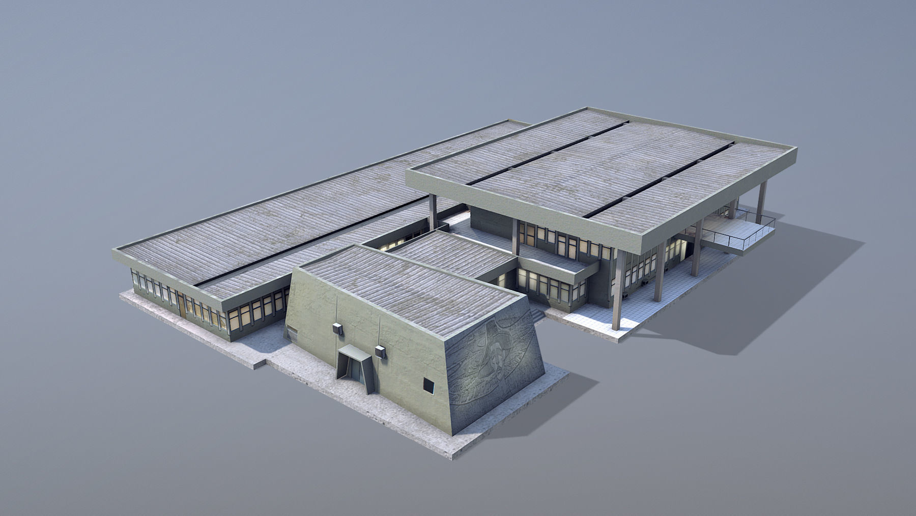 MilitaryBase PortoVelho Headquarters Low-poly 3D model_4