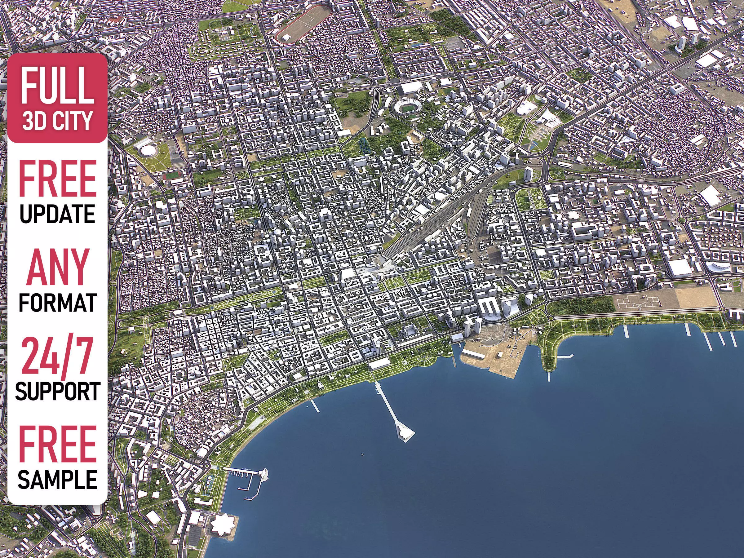 Baku - 3D City Model Low-poly 3D model_0