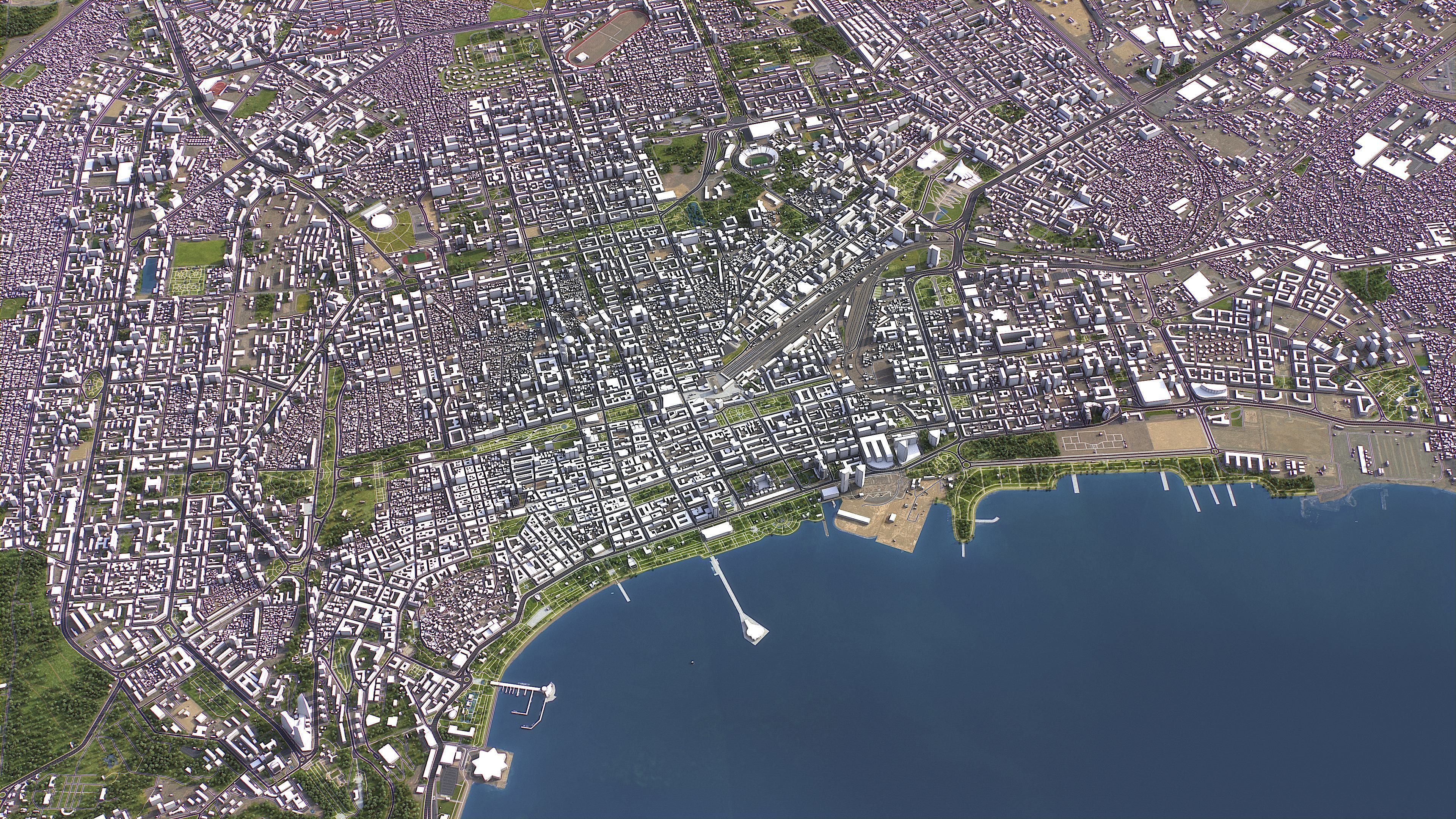 Baku - 3D City Model Low-poly 3D model_1