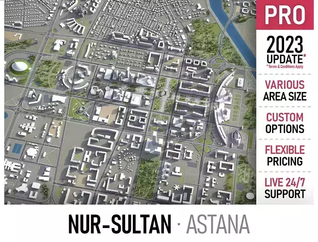 Nur-Sultan - Astana Low-poly 3D model
