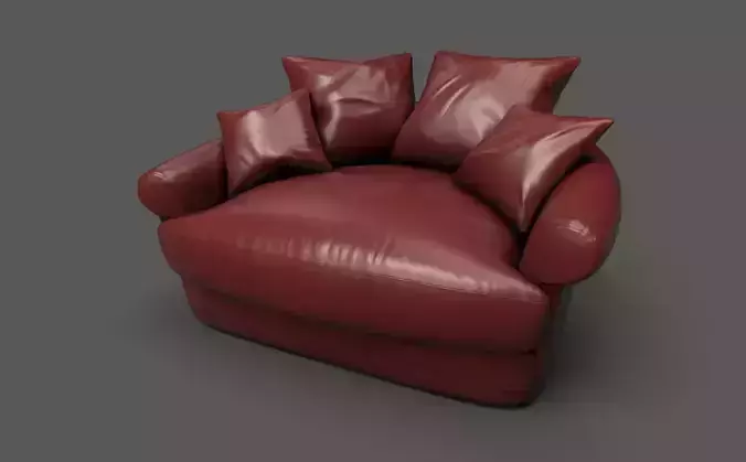 Leather sofa PBR mid poly