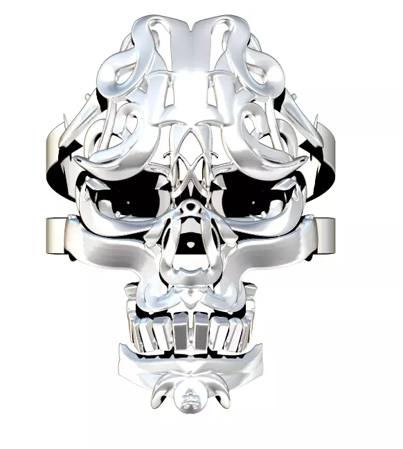 Carved pattern skull ring 3D print model