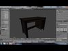 Brown computer table Low-poly 3D model_1