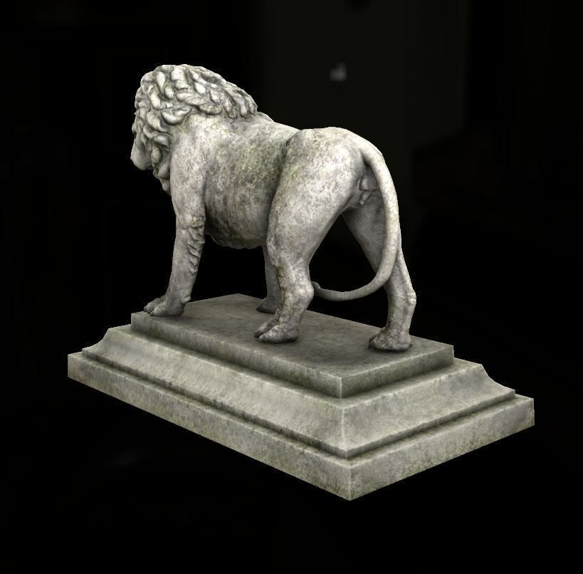 Lion statue Low-poly 3D model_5
