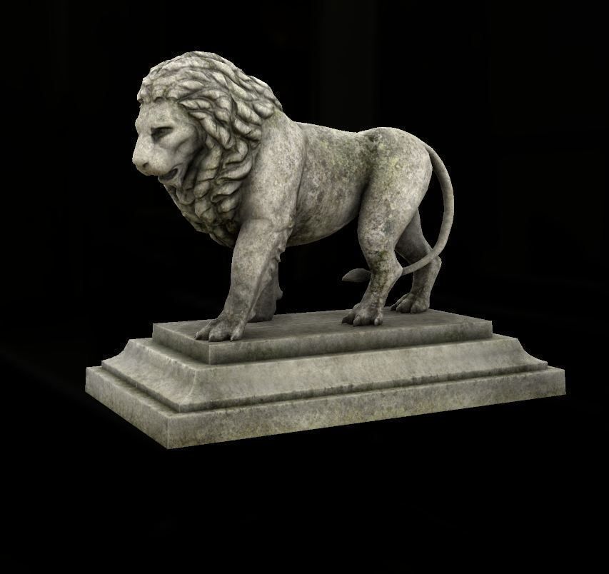 Lion statue Low-poly 3D model_4