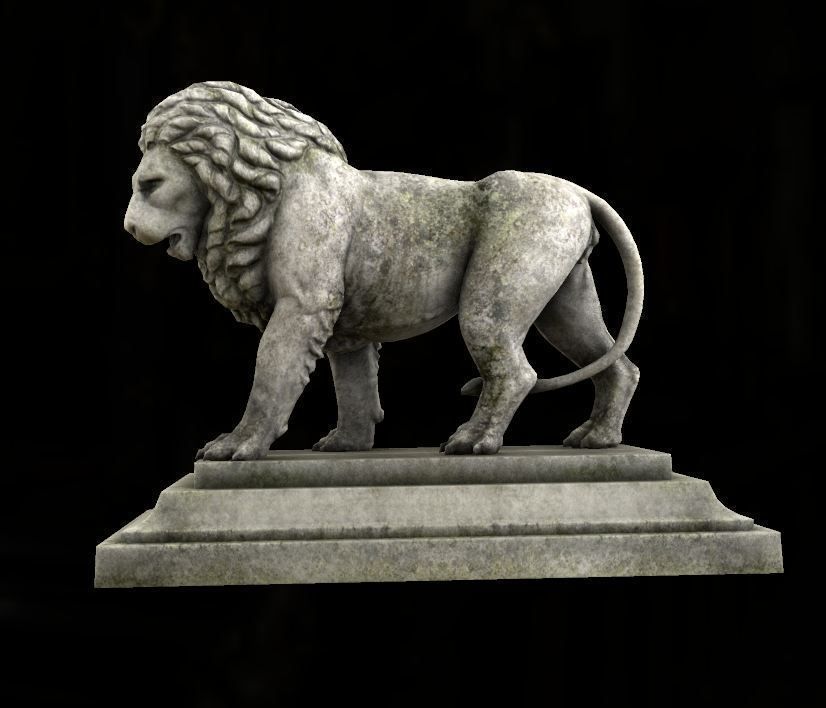 Lion statue Low-poly 3D model_6