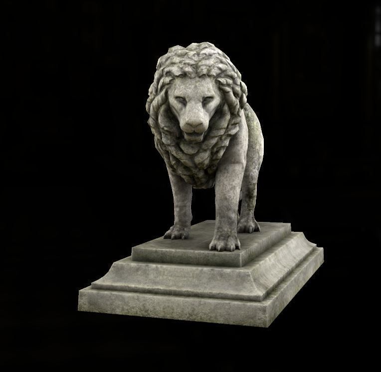 Lion statue Low-poly 3D model_3