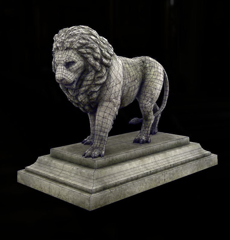 Lion statue Low-poly 3D model_7