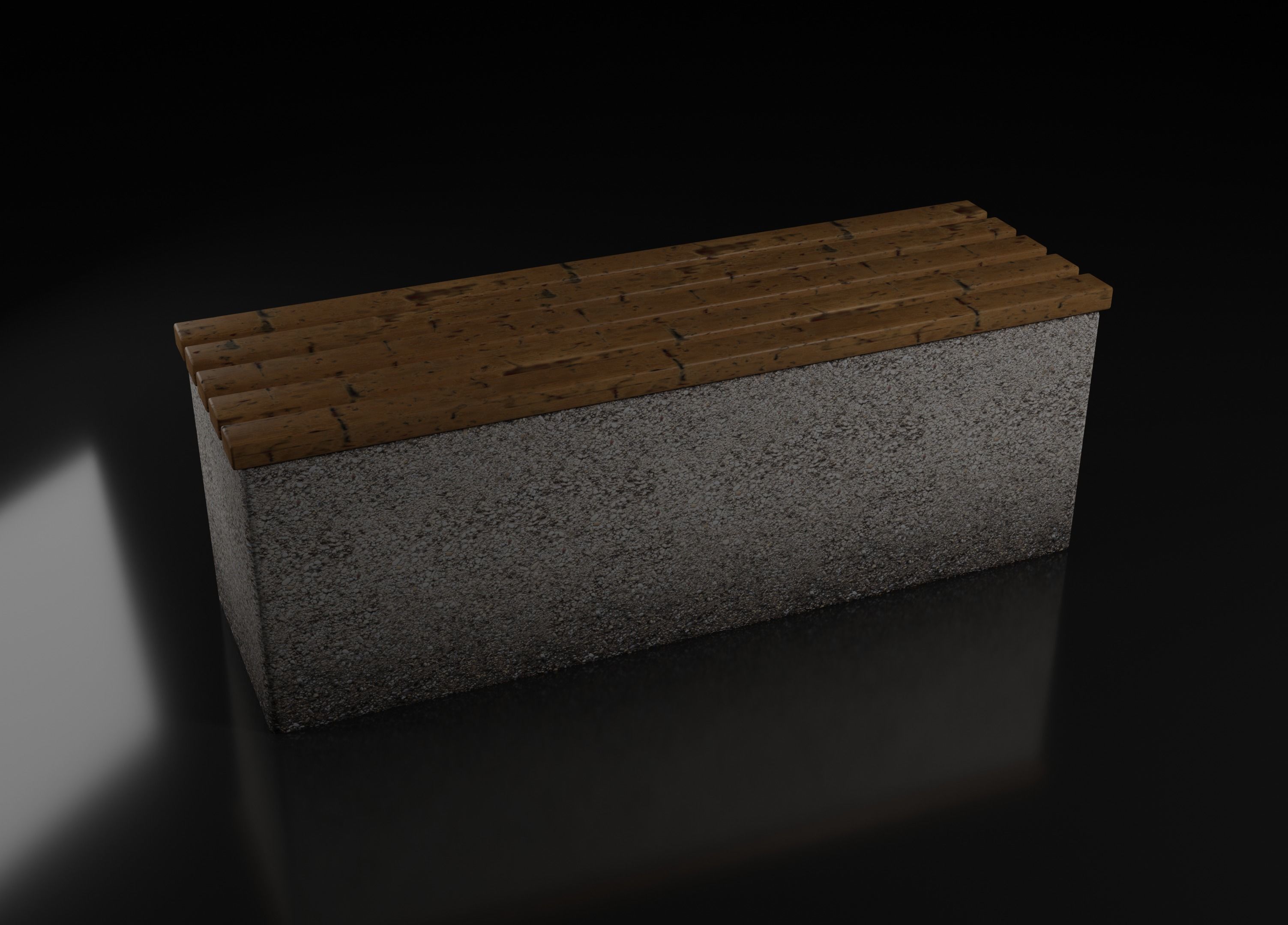 Gravel based park bench Free low-poly 3D model_1