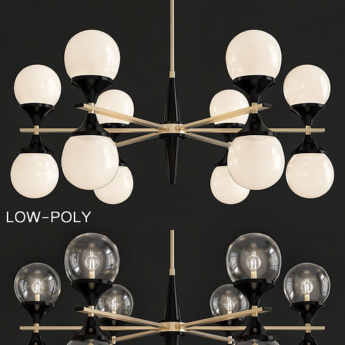 Ball Valley Arredoluce Chandelier low poly 3d model Low-poly 3D model