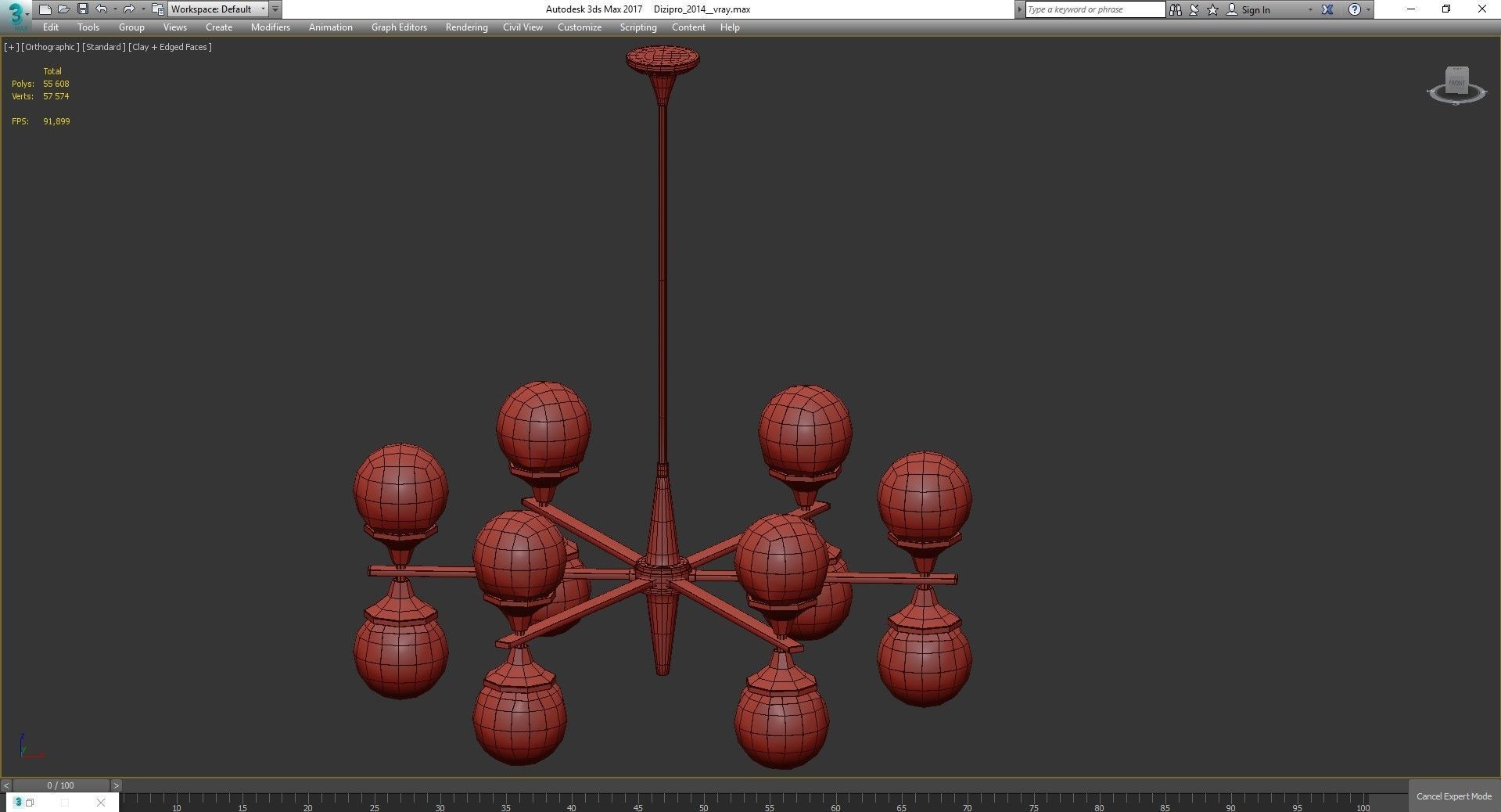 Ball Valley Arredoluce Chandelier low poly 3d model Low-poly 3D model_2