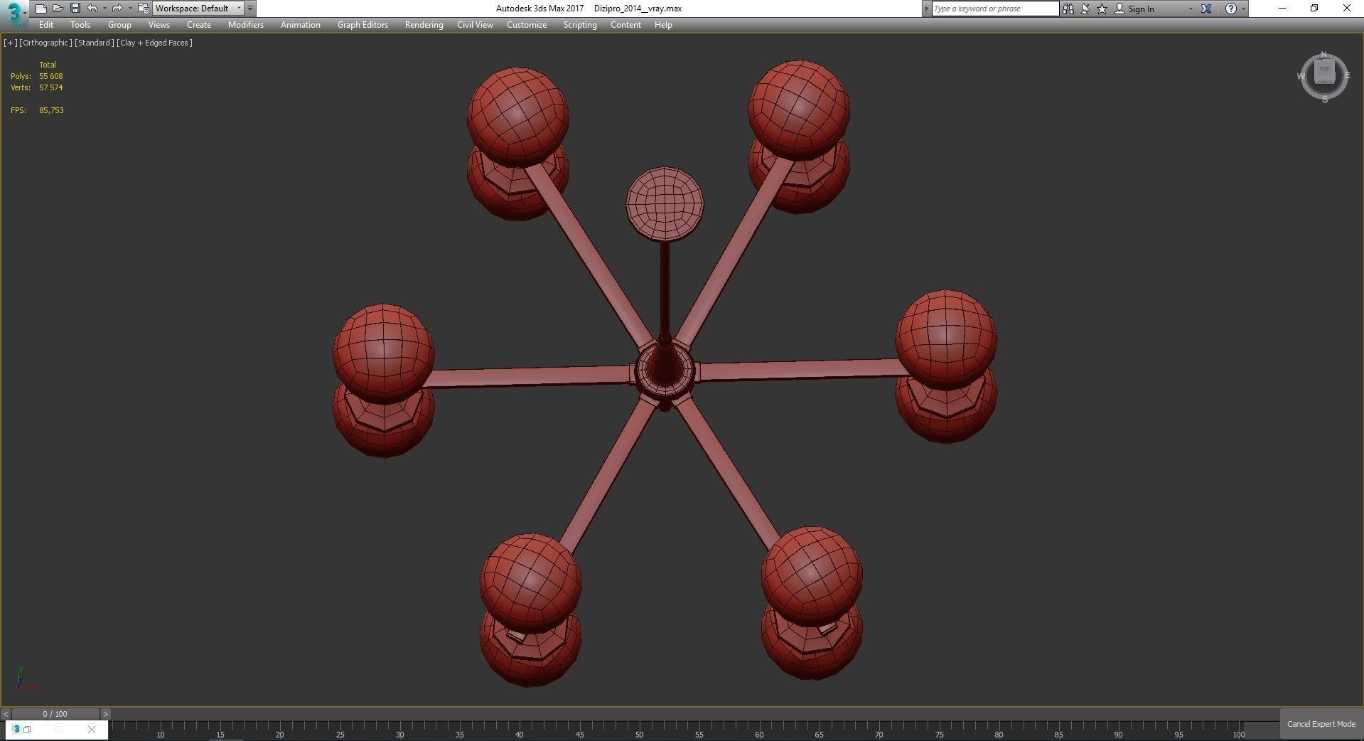 Ball Valley Arredoluce Chandelier low poly 3d model Low-poly 3D model_4