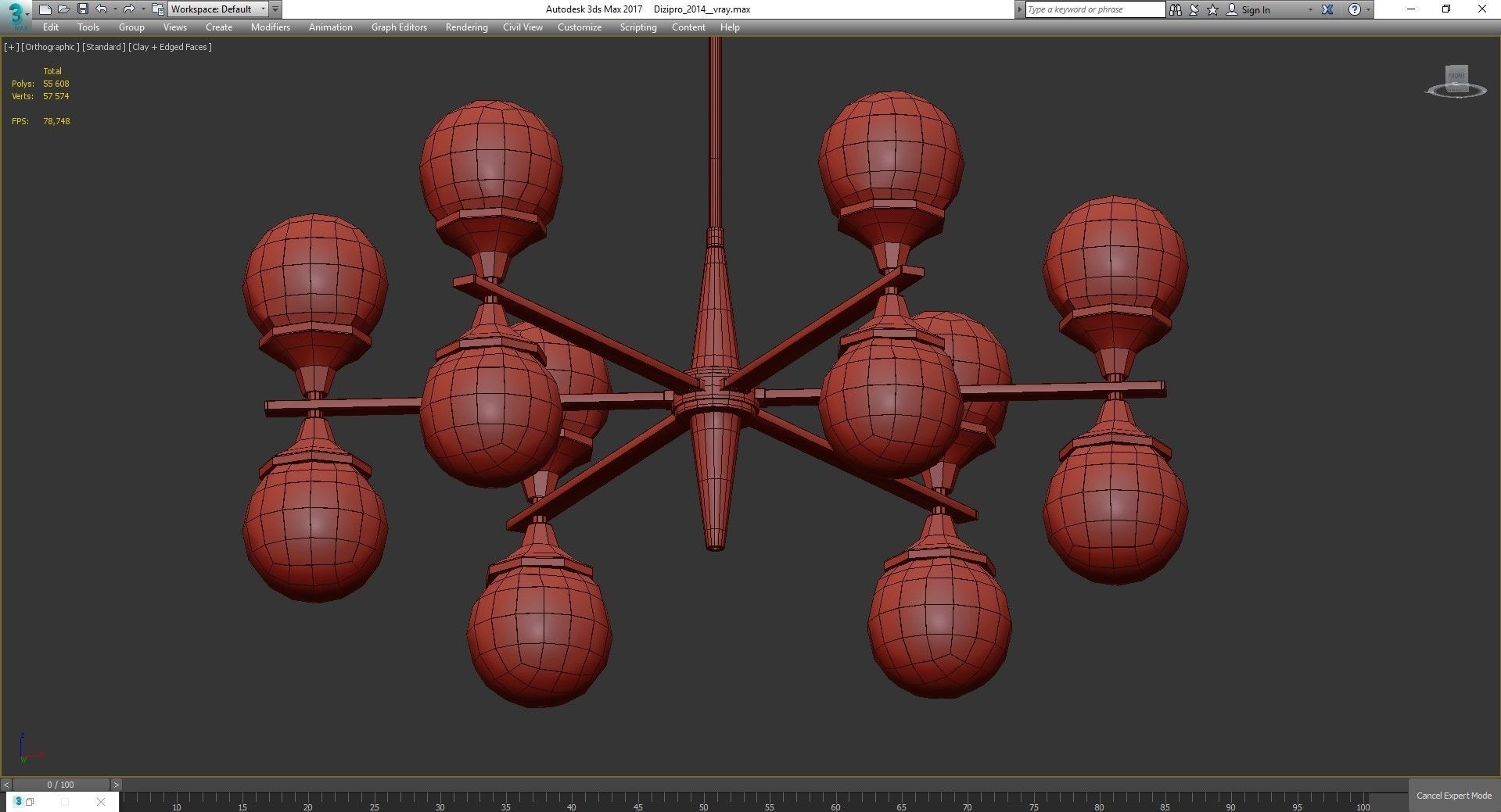 Ball Valley Arredoluce Chandelier low poly 3d model Low-poly 3D model_3