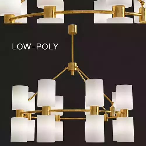 Frosted Ribbed Glass Shades Mounted Chandelier low poly 3d model