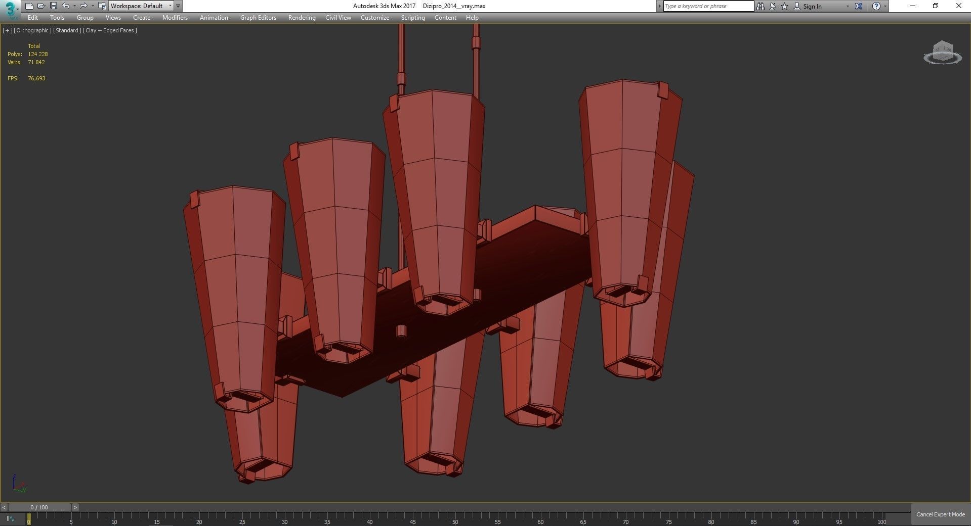 Alpine Medium Linear Chandelier low poly 3d model Low-poly 3D model_4