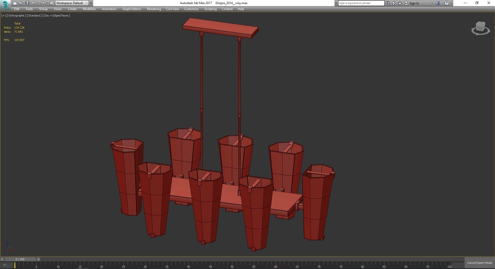 Alpine Medium Linear Chandelier low poly 3d model Low-poly 3D model_3