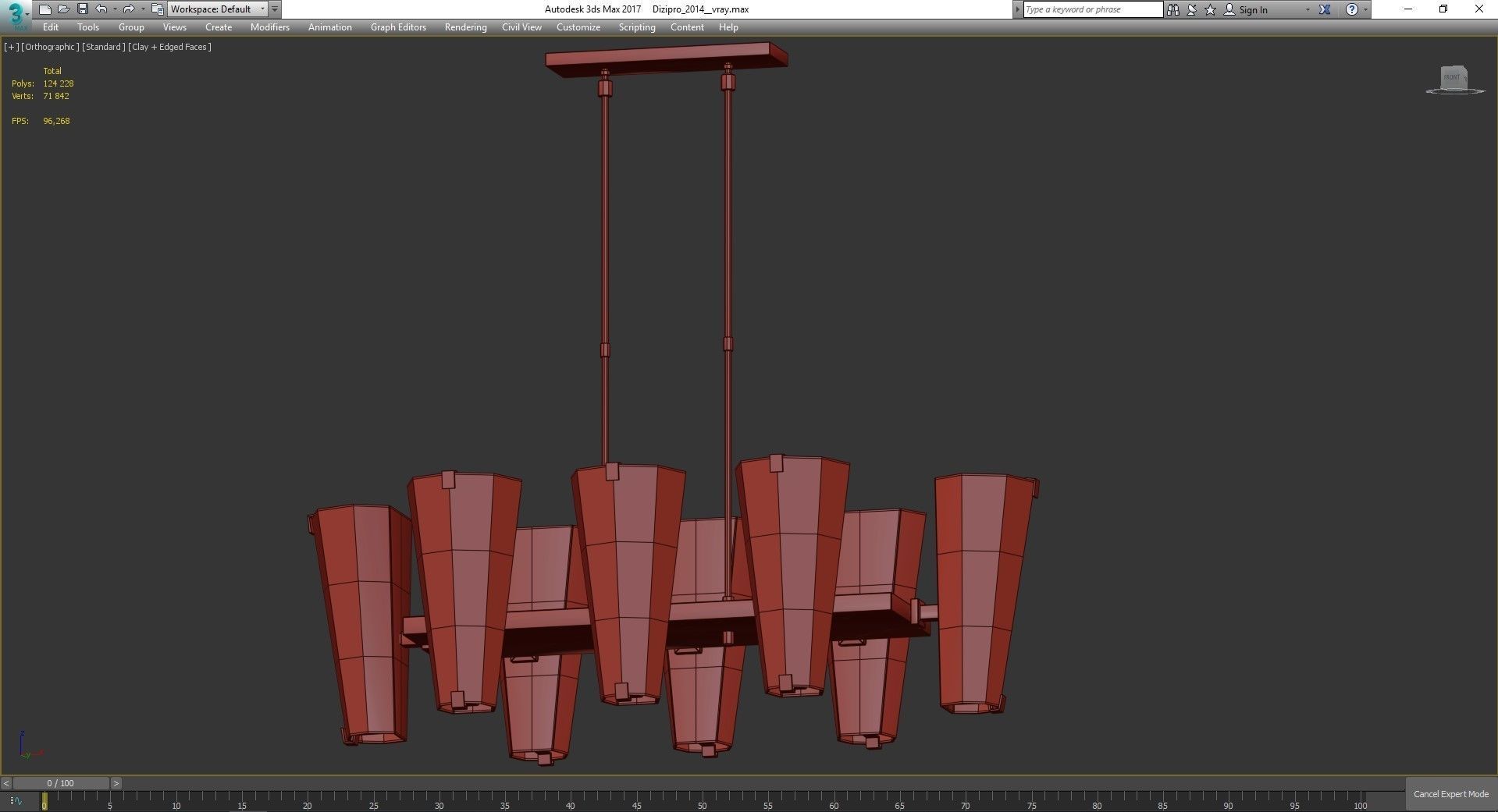 Alpine Medium Linear Chandelier low poly 3d model Low-poly 3D model_2