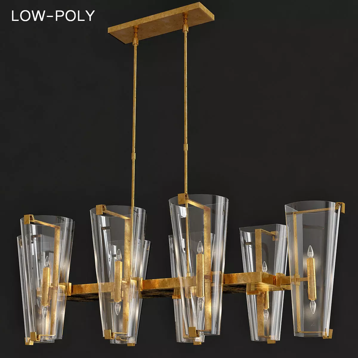 Alpine Medium Linear Chandelier low poly 3d model Low-poly 3D model_0