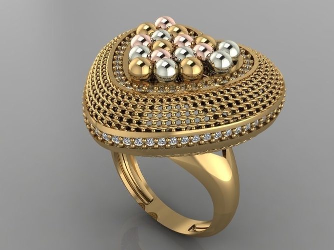 GC GOLD Y123- Diamond dorica gold Ring 3D print model