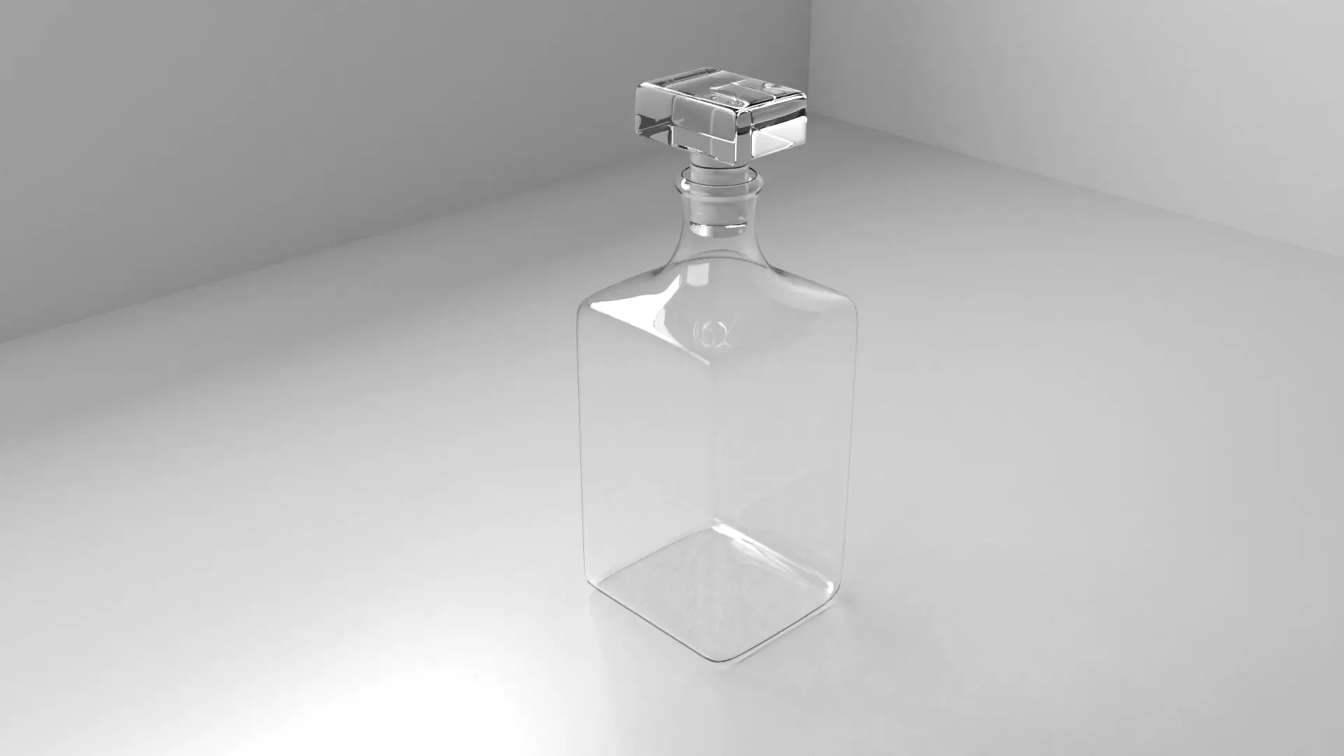 Decanter 2 empty glass bottle on table 3D model_0
