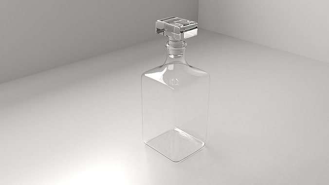 Decanter 2 empty glass bottle on table 3D model