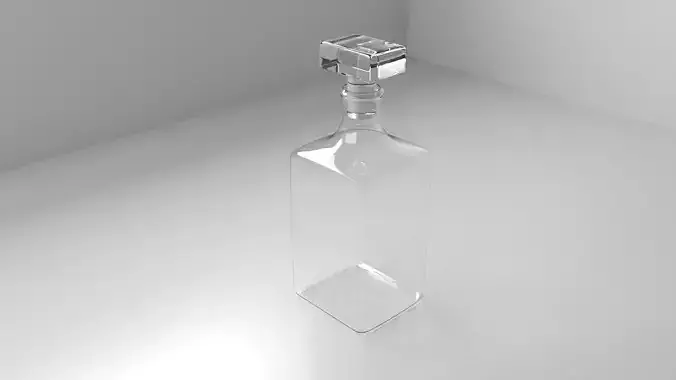 Decanter 2 empty glass bottle on table