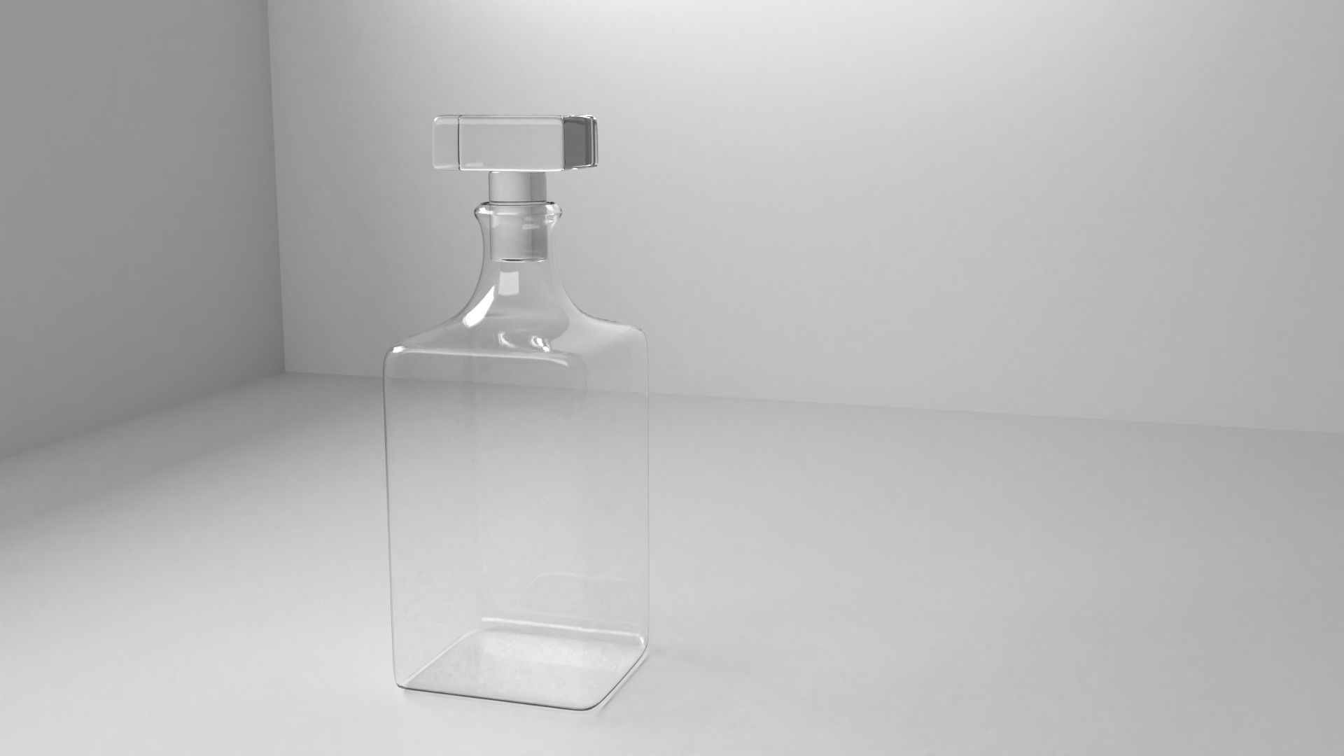 Decanter 2 empty glass bottle on table 3D model_1