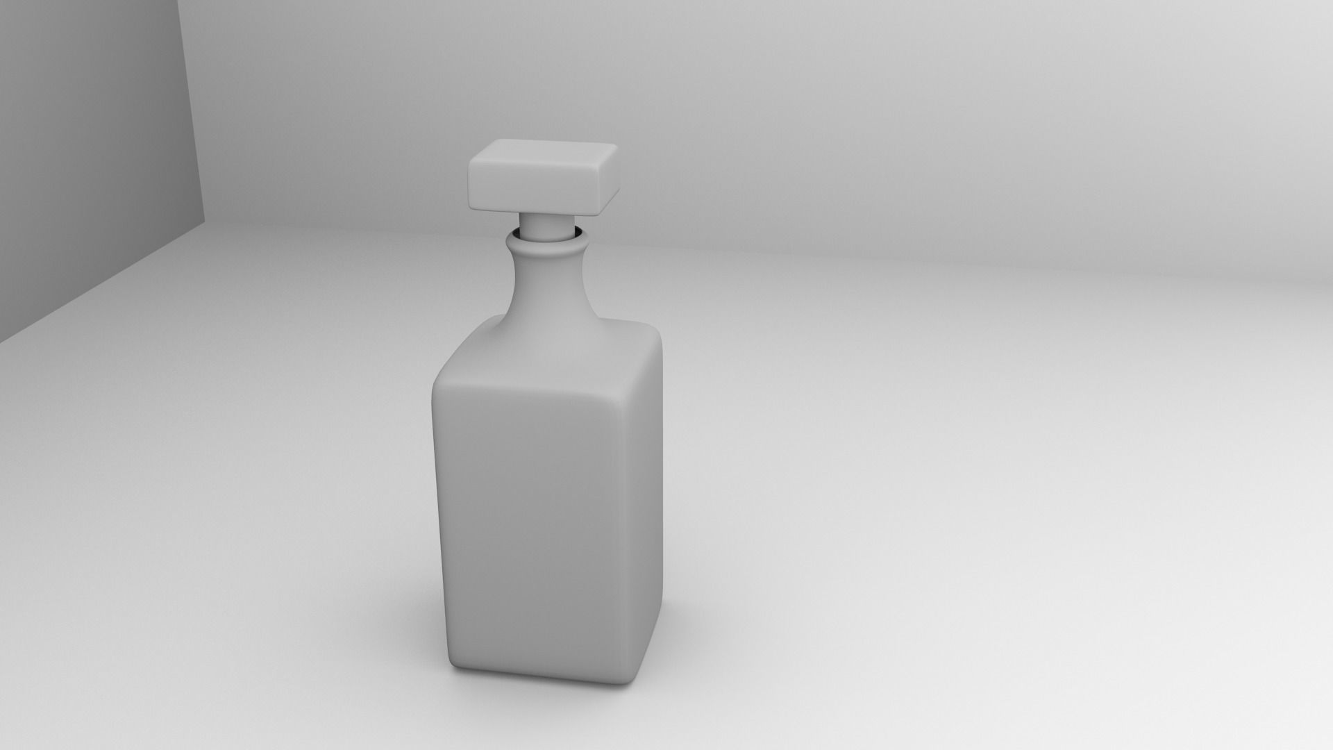 Decanter 2 empty glass bottle on table 3D model_3