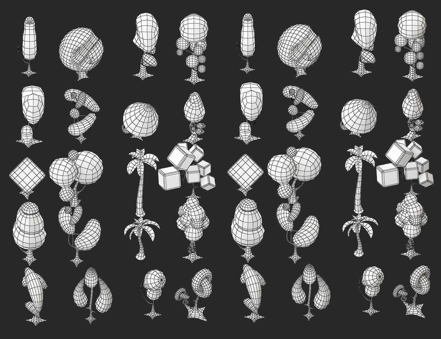 Creative low poly Tree 3d model collection Low-poly 3D model_4