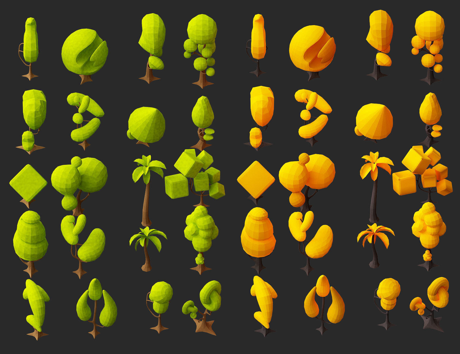 Creative low poly Tree 3d model collection Low-poly 3D model_1