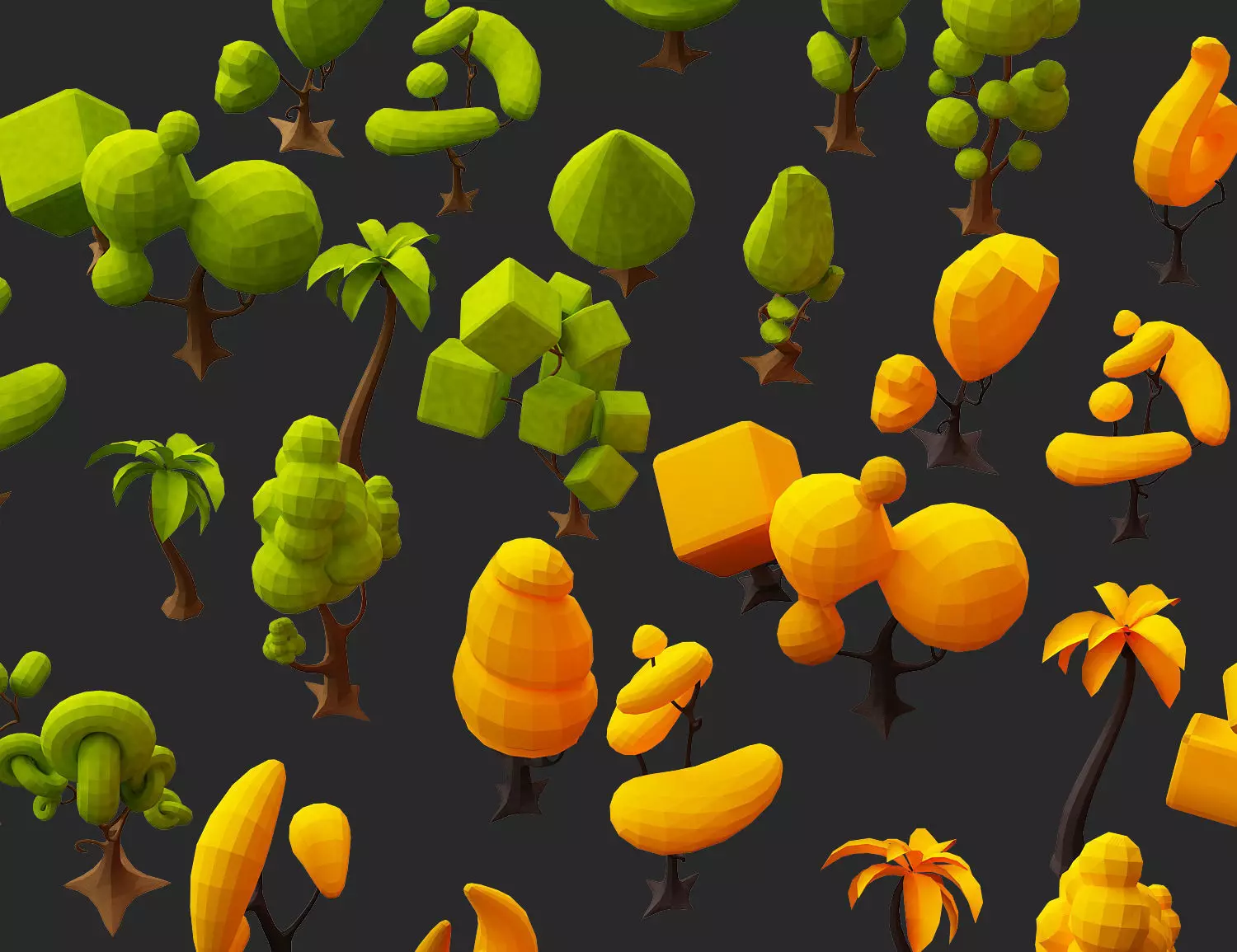 Creative low poly Tree 3d model collection Low-poly 3D model_0