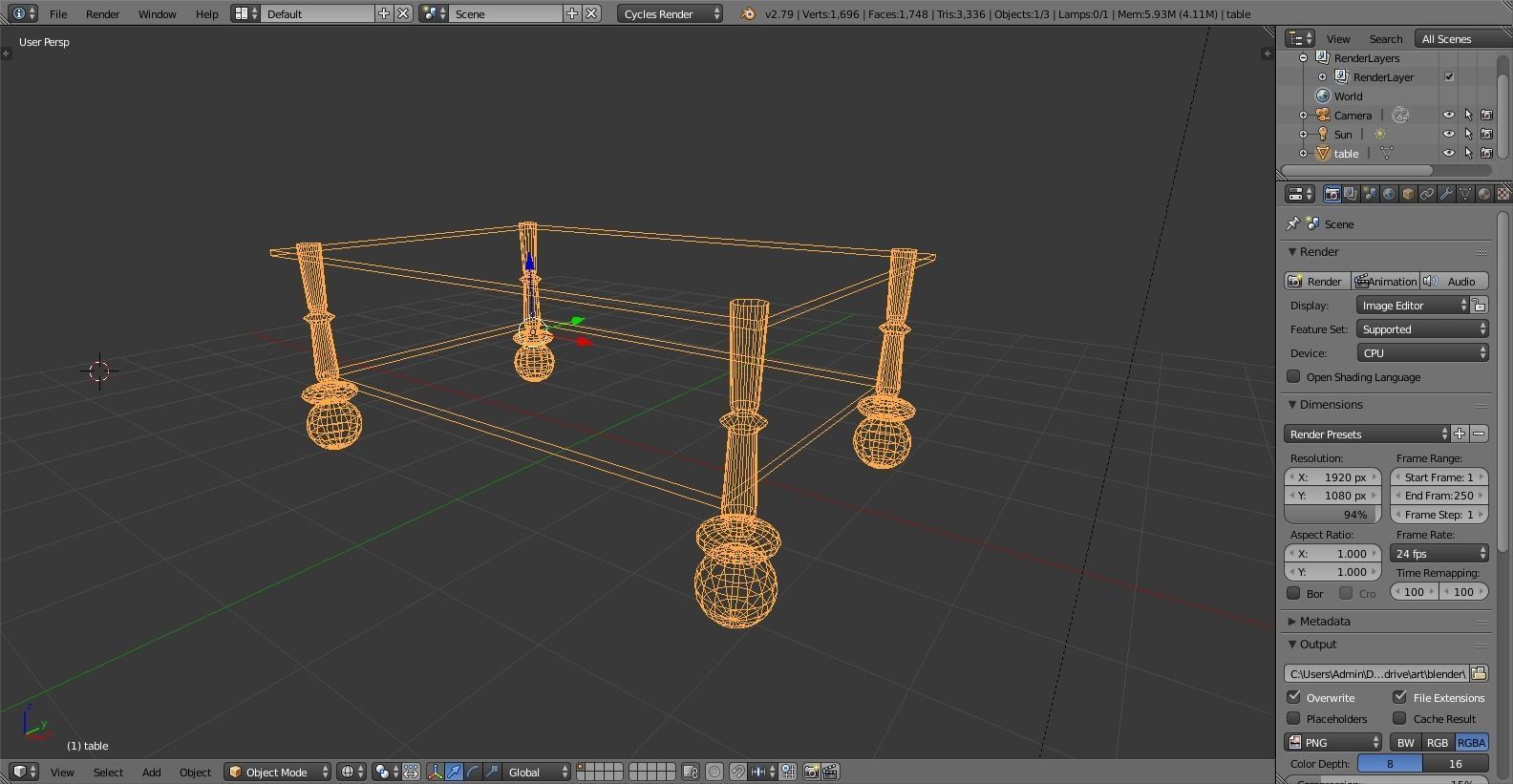 Glass top table Free low-poly 3D model_3