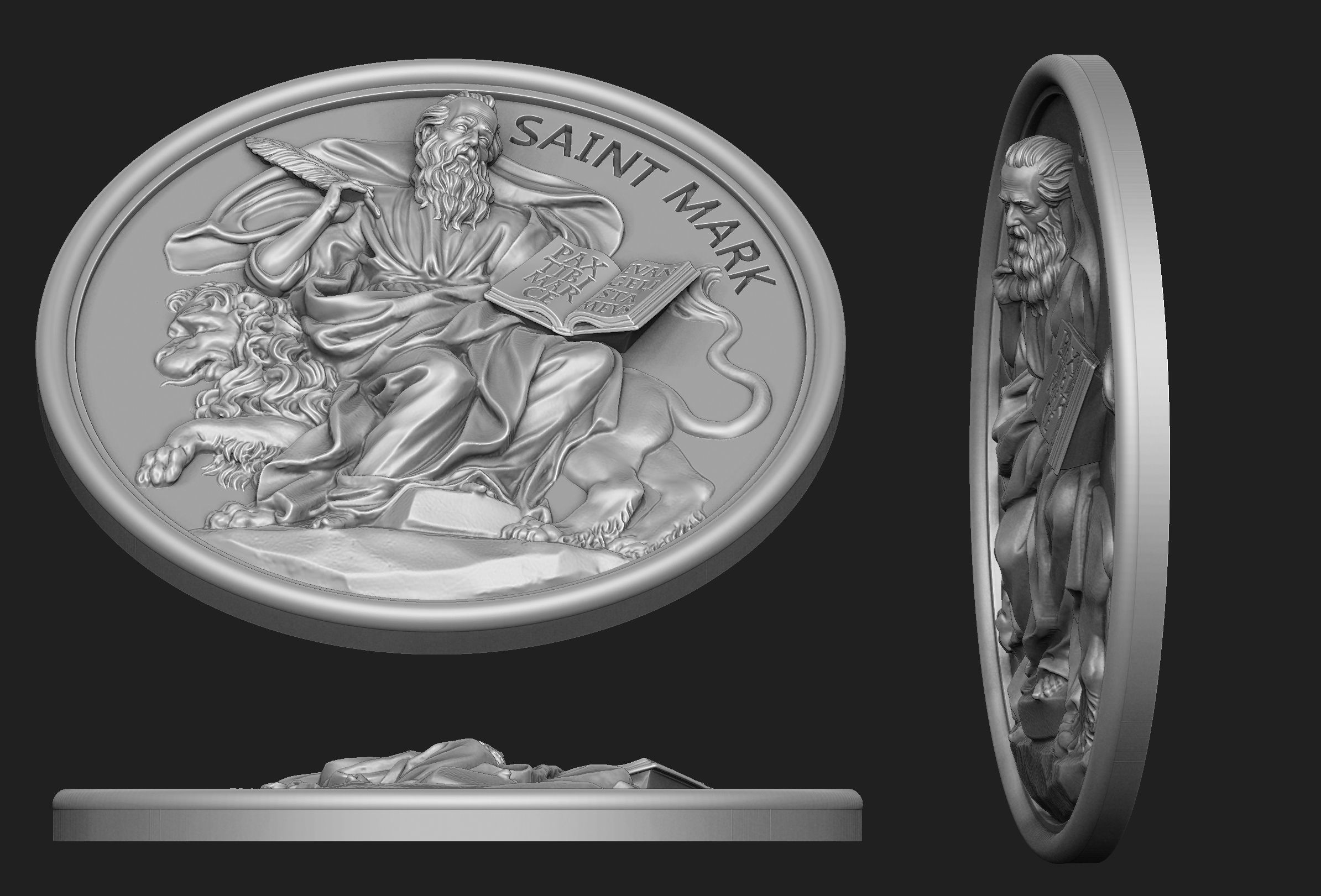 Saint Mark Medallion 3D print model_3