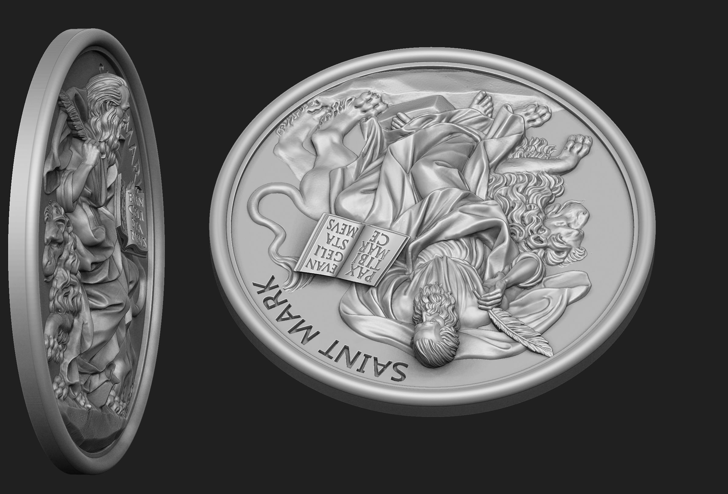 Saint Mark Medallion 3D print model_4
