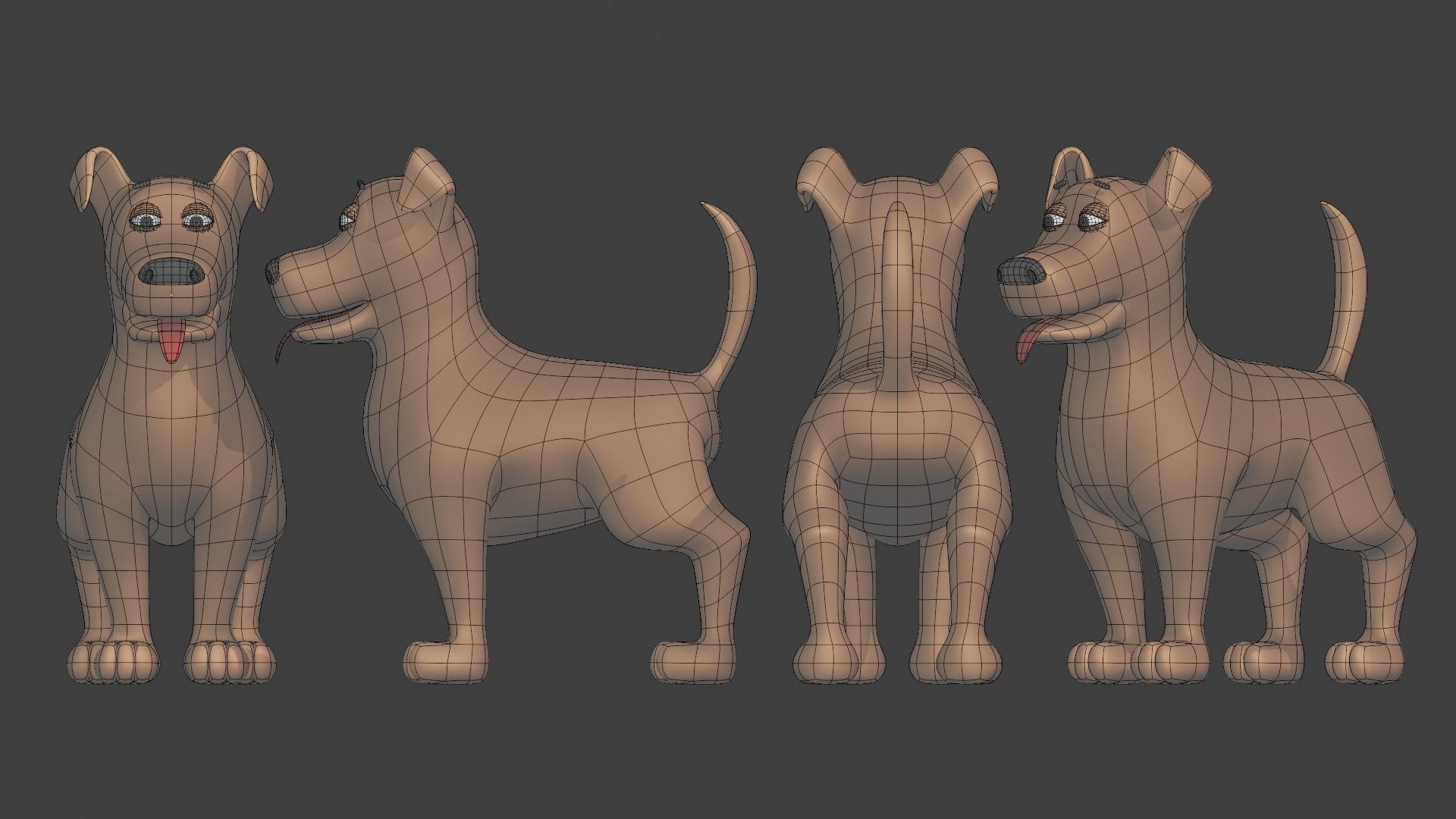 Cartoon Dog Subdivision Ready for Film Low-poly 3D model_4
