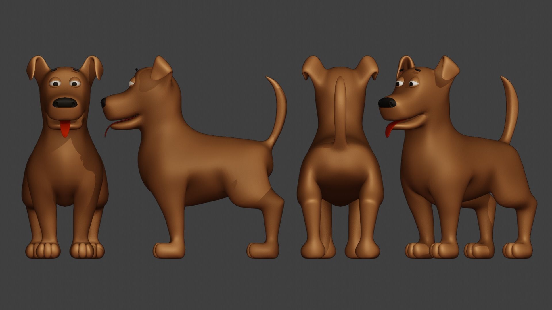 Cartoon Dog Subdivision Ready for Film Low-poly 3D model_1
