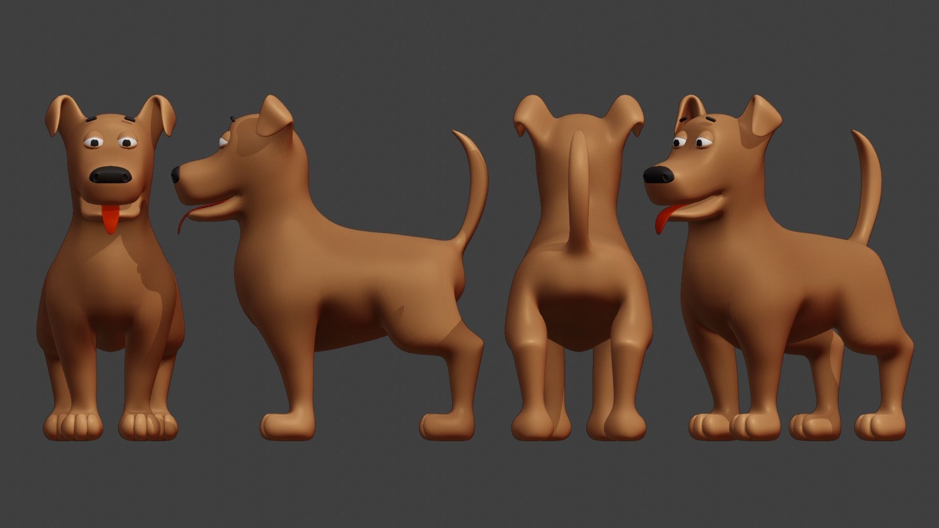Cartoon Dog Subdivision Ready for Film Low-poly 3D model_3