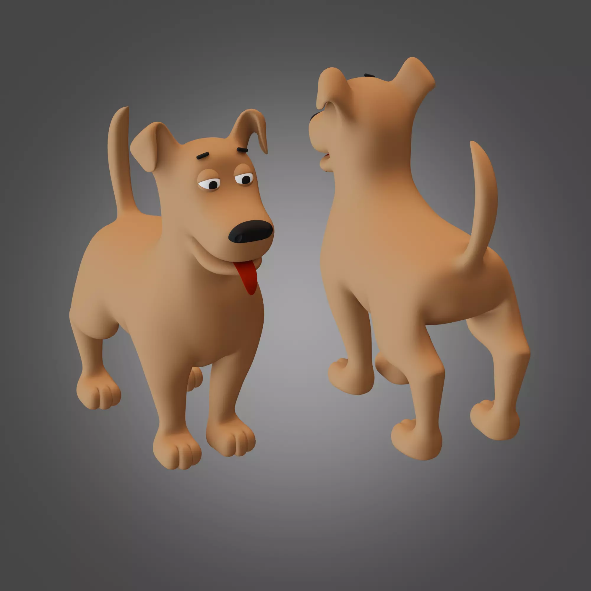 Cartoon Dog Subdivision Ready for Film Low-poly 3D model_0