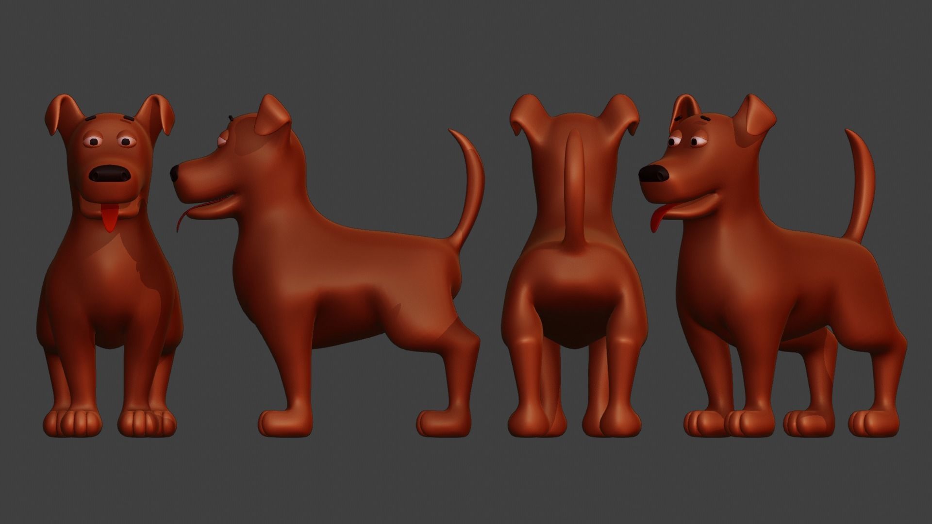 Cartoon Dog Subdivision Ready for Film Low-poly 3D model_2