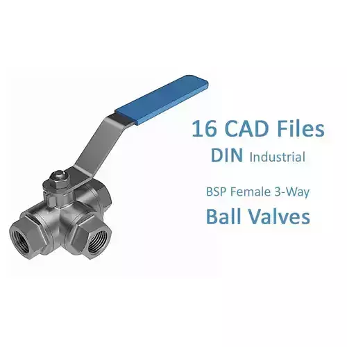 3-Way Ball Valves - BSP Threaded Ends - 3D model