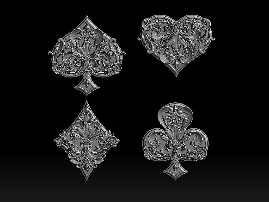 spades clubs hearts diamonds 3D print model_45