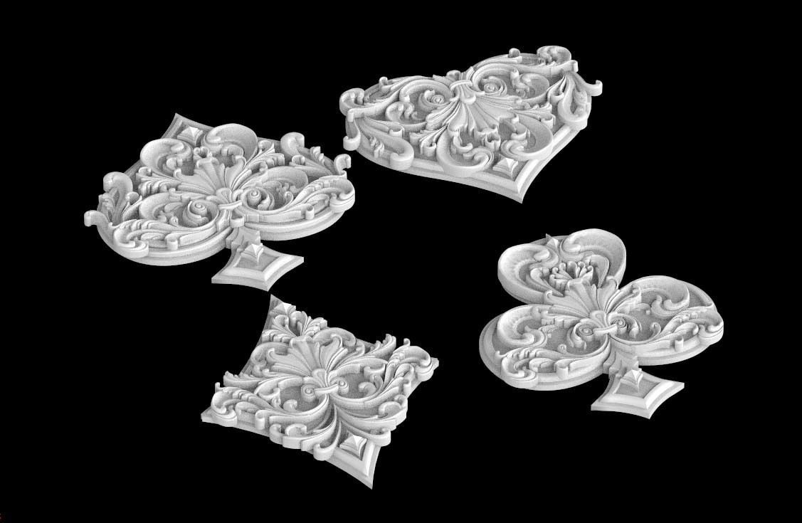 spades clubs hearts diamonds 3D print model_1