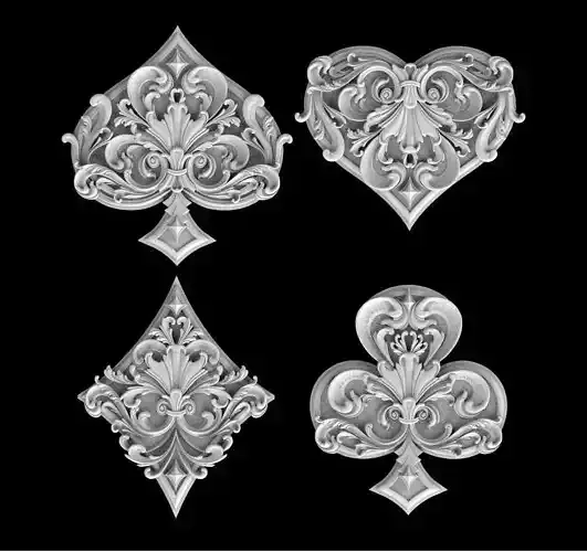 spades clubs hearts diamonds 3D print model