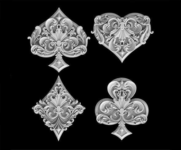spades clubs hearts diamonds 3D print model_47