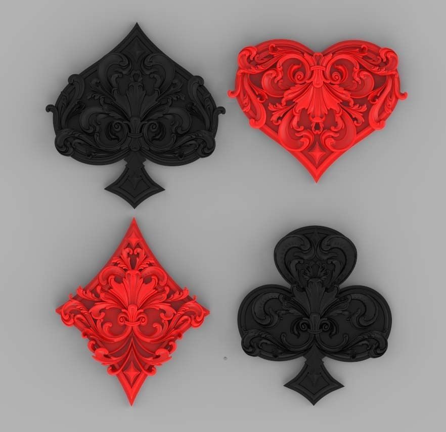 spades clubs hearts diamonds 3D print model_43