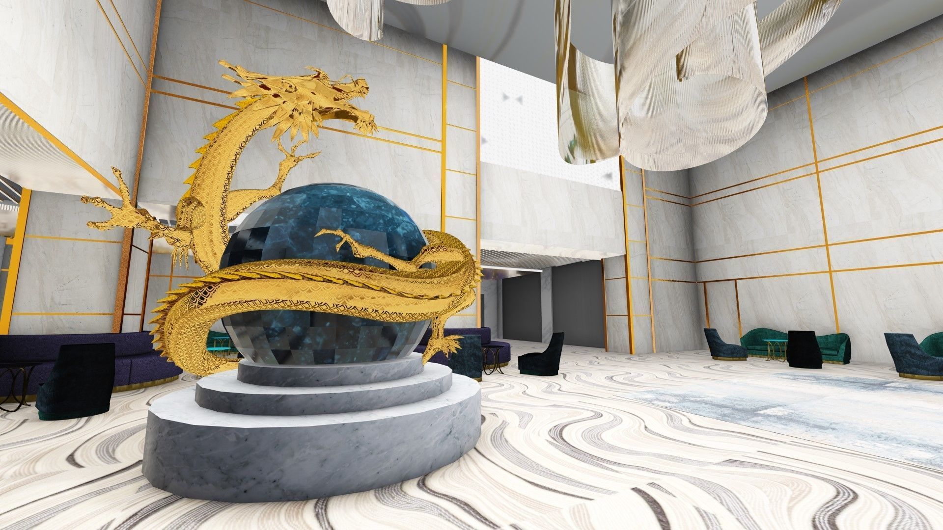 3D DRAGON egg with golden 3D model_1