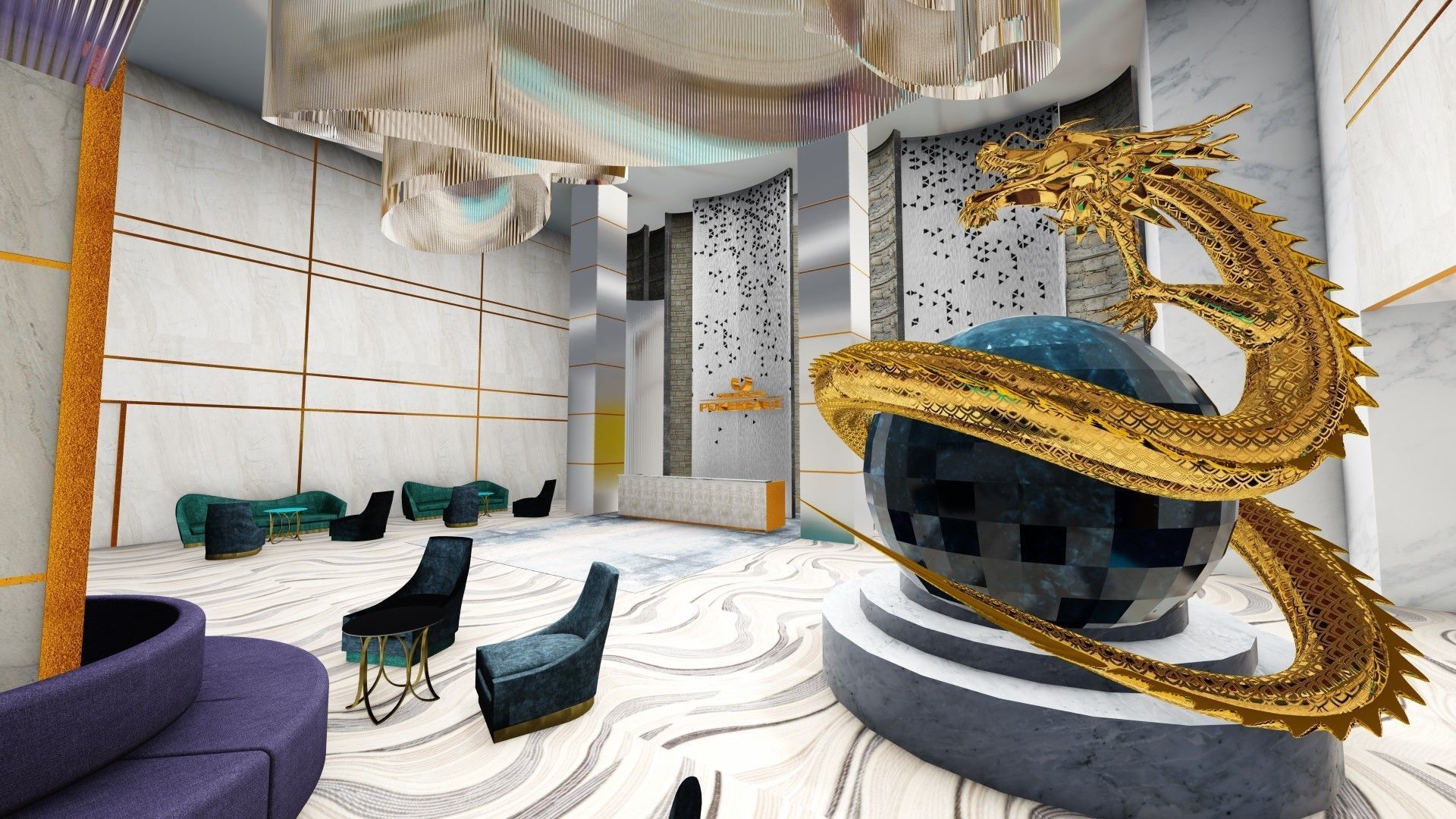 3D DRAGON egg with golden 3D model_2